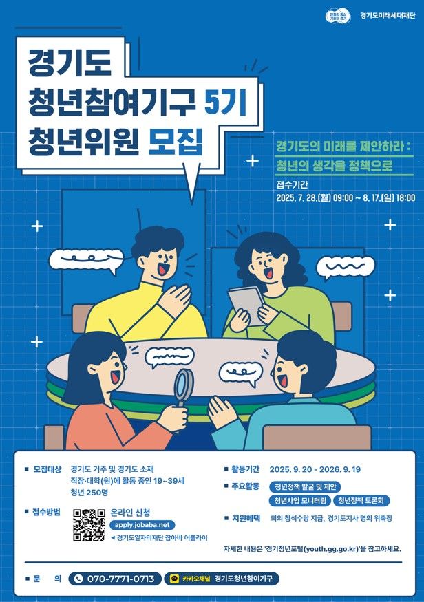 경기도, 청년참여기구 5기 250명 모집