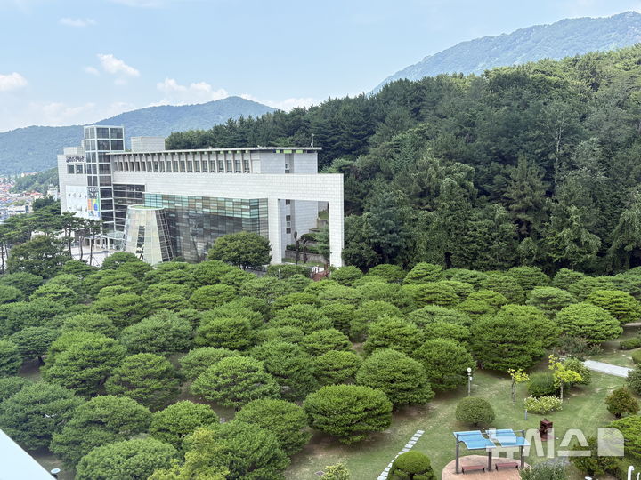 [창원=뉴시스]경남도청 창원시대 개막 기념으로 본관 서쪽 뒤편에 조성된 소나무 정원 '송림포' 전경.(사진=경남도 제공) 2025.07.28. photo@newsis.com