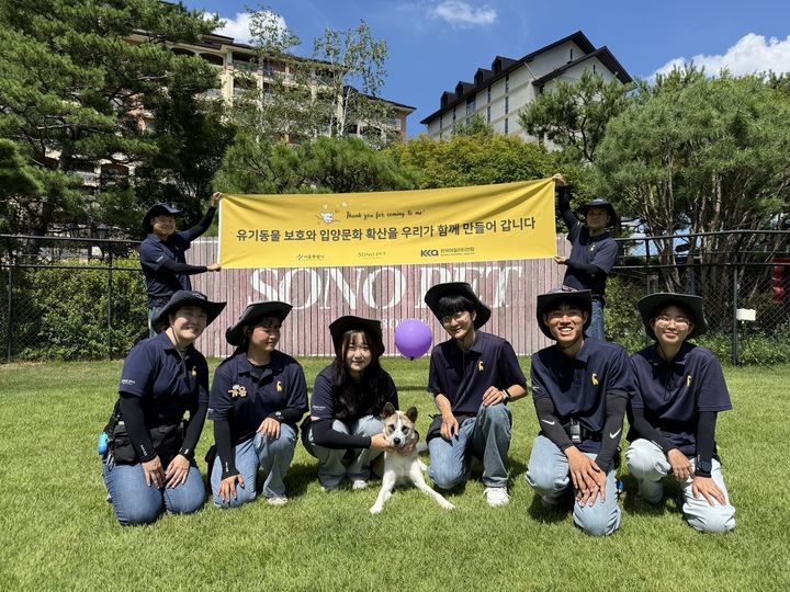 [서울=뉴시스] 소노펫클럽앤리조트에서 임시보호하고 있는 강아지 '매튜'(사진=소노인터내셔널 제공) *재판매 및 DB 금지