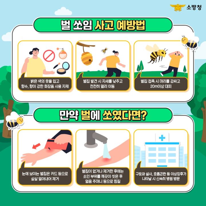 [창녕=뉴시스] 벌쏘임 예방법 및 대처법. (사진= 창녕소방서 제공) 2025.07.29. photo@newsis.com *재판매 및 DB 금지