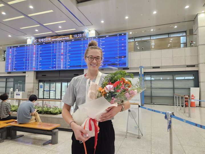 [서울=뉴시스] 여자배구 흥국생명의 외국인 선수 레베카 라셈이 28일 인천국제공항을 통해 입국했다. (사진=흥국생명 제공) 2025.07.28. *재판매 및 DB 금지