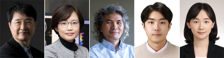 [서울=뉴시스] (왼쪽부터) 이화여대 류인균 교수, 이화여대 윤수정 교수, IBS 이창준 단장, IBS 원우진 박사, 서울여대 이수지 교수. (사진=이화여대 제공) 2025.07.29. photo@newsis.com *재판매 및 DB 금지