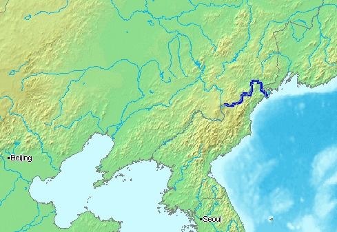 [서울=뉴시스]북한과 중국, 러시아 사이를 흐르는 두만강 백두산에서 발원해 중국과 북한, 러시아와 북한 경계를 흐르다가 북한 땅에서 동해로 빠져 나간다. (출처=나무 위키) 2025.7.30. *재판매 및 DB 금지