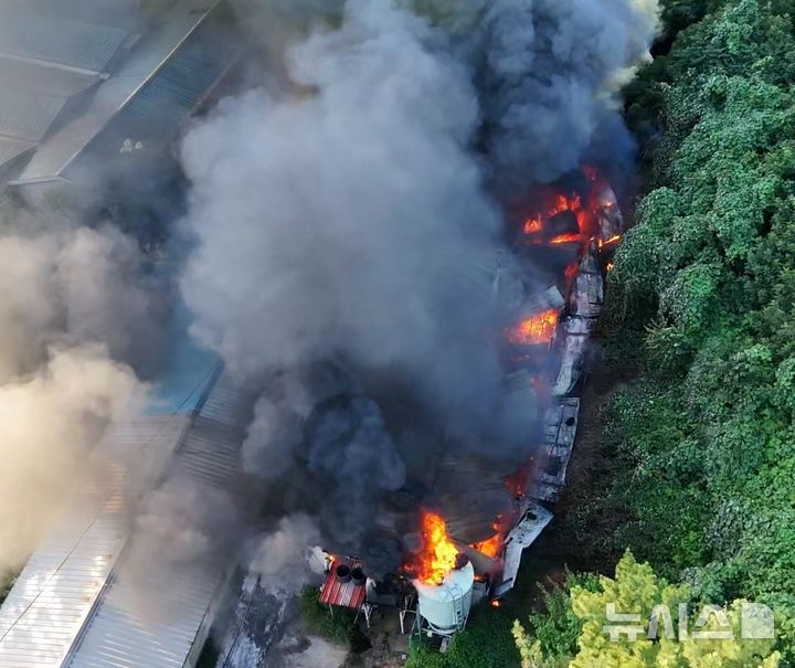 [김해=뉴시스]김해 돈사서 불. (사진=소방서 제공). 2025.07.30. photo@newsis.com