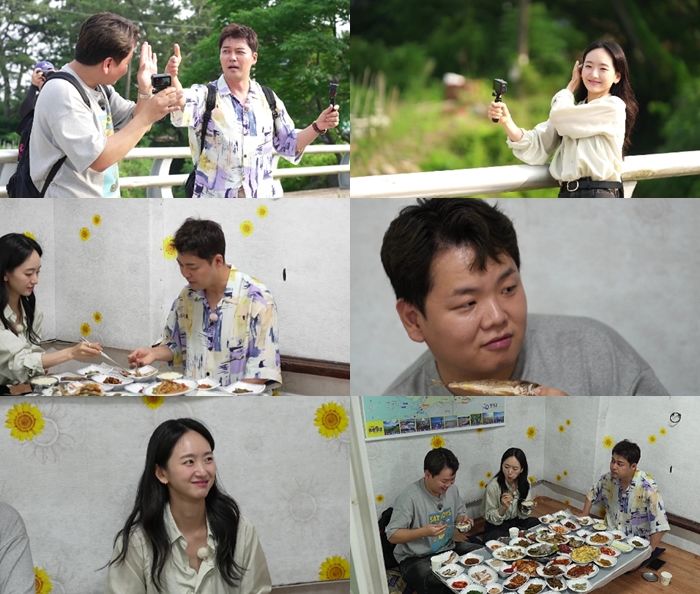 [서울=뉴시스] 내달 1일 오후 9시 10분 방송하는 MBN·채널S 예능 프로그램 '전현무계획2'에서 출연진 전현무·곽튜브와 게스트 배우 원진아가 전라도 영광에서 숨은 맛집을 찾는다. (사진=MBN·채널S ‘전현무계획2’ 제공) 2025.07.30. photo@newsis.com *재판매 및 DB 금지