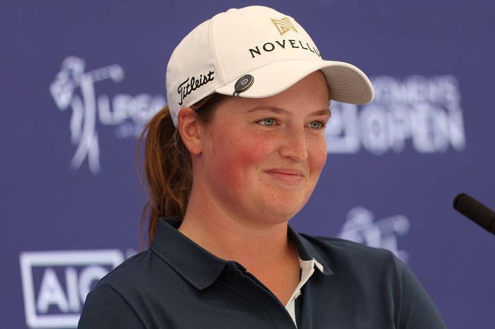 [서울=뉴시스] 로티 워드(잉글랜드)가 30일(한국 시간) 영국 웨일스의 미드 글래모건에 위치한 로열 포트콜 골프클럽(파72)에서 열린 AIG 여자오픈 기자회견에 참석해 대회에 임하는 소감을 말하고 있다. (사진=로열앤드에이션트골프클럽 제공) 2025.07.30. *재판매 및 DB 금지
