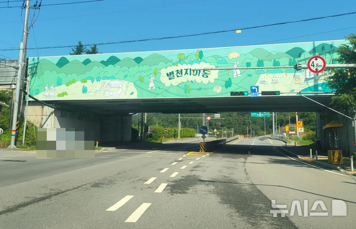 [하동=뉴시스] 차용현 기자 = 경남 하동군 금남면 계천리, 하동 IC 인근 남해고속도로 교량 양측면에 설치된 대형 관광안내판이 도로점용 허가를 받지 않은 불법 시설물로 드러나 논란이 되고 있다. 2025.07.31.con@newsis.com 