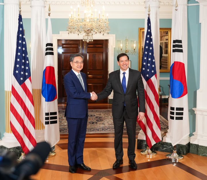 [서울=뉴시스] 미국을 방문 중인 조현 외교부 장관은 7월31일 오후(현지시간) 마르코 루비오 미국 국무장관과 취임 후 첫 한미 외교장관회담을 개최했다. (사진=외교부 제공) 2025.08.01 *재판매 및 DB 금지