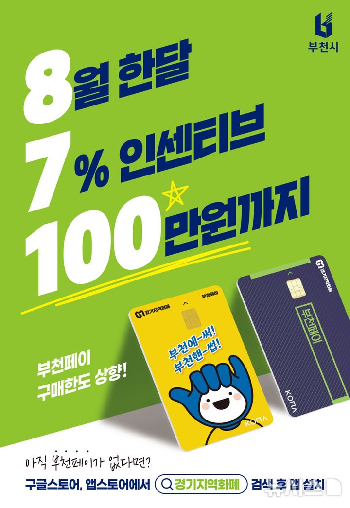 [부천=뉴시스]정일형 기자 =부천페이 8월 구매한도 상향 홍보 포스터. (사진=부천시 제공)