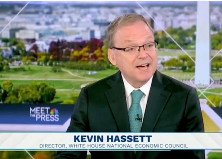 [서울=뉴시스] 케빈 해셋 백악관 국가경제위원회 위원장이 3일 NBC 방송에서 도널드 트럼프 대통령이 1일 노동통계국장 에리카 맥엔타퍼를 해고한 것이 정당했음을 설명하고 있다. (출처: NBC 방송화면 캡처) 2025.08.04. *재판매 및 DB 금지