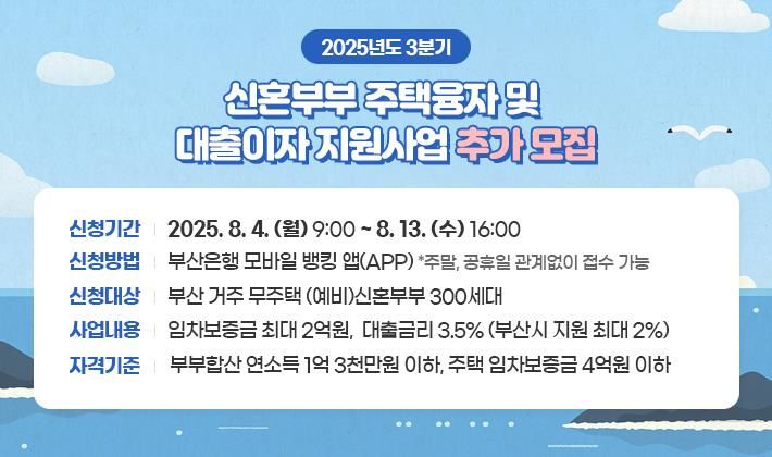 [부산=뉴시스] 부산시는 3분기 신혼부부 주택융자 및 대출이자 지원사업의 지원 대상자를 오는 13일까지 추가로 모집한다고 4일 밝혔다. (사진=부산시 제공) 2025.08.04. photo@newsis.com *재판매 및 DB 금지