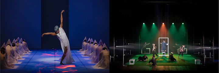 [밀양=뉴시스] 사진 왼쪽부터 국립무용단 사자의 서 공연과 공연배달서비스 간다 템플 공연. (사진=밀양시 제공) 2025.08.03. photo@newsis.com *재판매 및 DB 금지