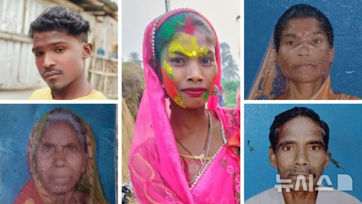 [뉴시스] 인도에서 마녀사냥으로 죽임을 당한 일가족 5명의 생전 모습.(사진=BBC) 