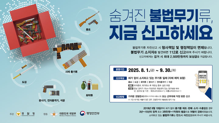 [구미=뉴시스] 불법무기 자진신고 기간 운영. (사진=구미경찰서 제공) 2025.08.05 photo@newsis.com *재판매 및 DB 금지