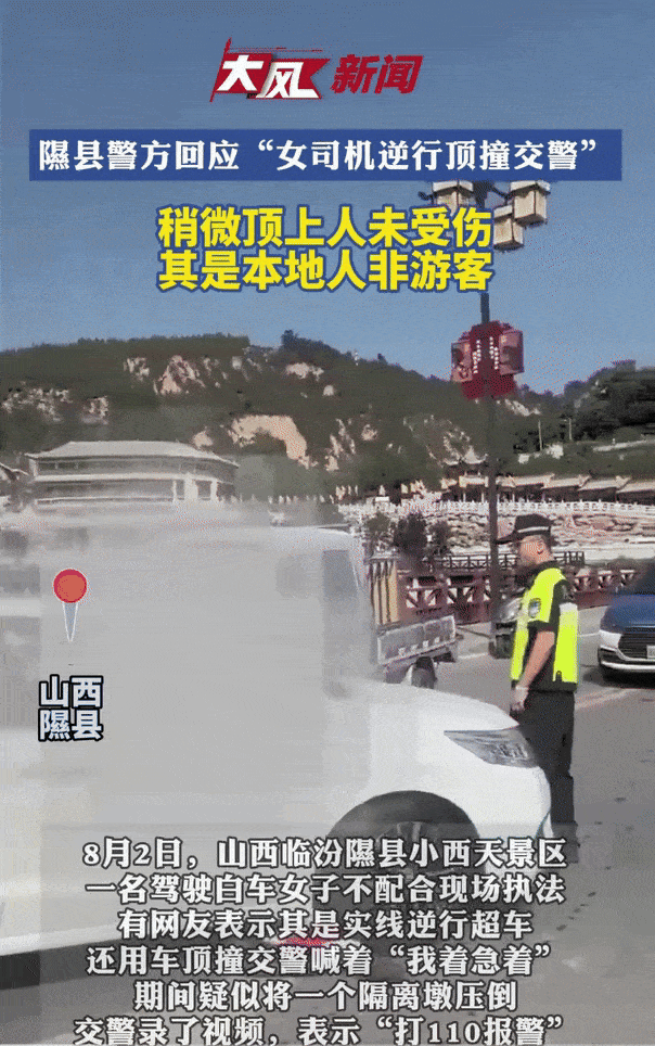 [뉴시스] 경찰 통제를 무시하고 차량을 몰아붙이는 운전자의 모습.(사진=다펑뉴스) *재판매 및 DB 금지