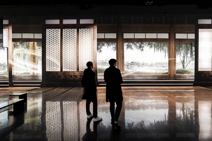 [서울=뉴시스] 미국 라스베이거스 아르떼뮤지엄 국가유산 미디어아트 '이음을 위한 공유' 전시 현장 (사진=국가유산청 제공) 2025.08.05. photo@newsis.com *재판매 및 DB 금지