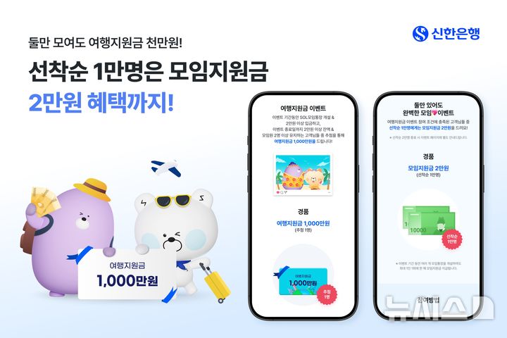 [서울=뉴시스]신한은행은 다음 달 12일까지 쏠(SOL)모임통장을 신규 가입한 고객을 대상으로 여행지원금을 제공하는 이벤트를 진행한다고 5일 밝혔다. (사진=신한은행 제공). 2025.08.05. photo@newsis.com 