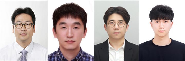 [울산=뉴시스] 구미현 기자 = UNIST 연구진. 사진 안광진 UNIST 교수, 손현태 KIST 박사, 한지훈 POSTECH 교수, 이현건 UNIST 연구원(제1저자) photo@newsis.com *재판매 및 DB 금지