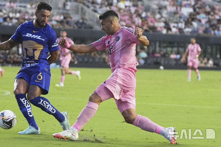 [포트로더데일=AP/뉴시스] 미국 프로축구 메이저리그사커(MLS) 인터 마이애미의 루이스 수아레스. 2025.08.06.