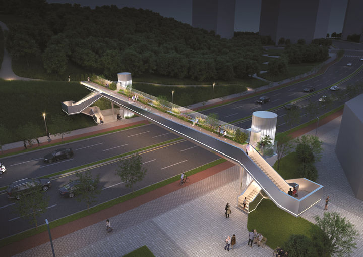 [진주=뉴시스]진주시, 가호동 행정복지센터 옆 보도육교 설치 조감도.(사진=진주시 제공).2025.08.07.photo@newsis.com *재판매 및 DB 금지