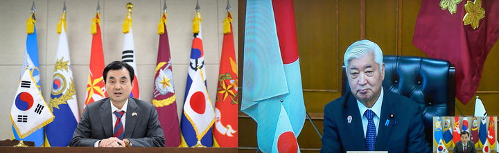 [서울=뉴시스] 안규백 국방부장관은 7일 오후 나카타니 겐 일본 방위대신과 취임인사 차 화상 공조통화를 갖고 양국 국방교류협력 및 지역정세에 관해 논의했다. (사진=국방부 제공) 2025.08.07. photo@newsis.com *재판매 및 DB 금지