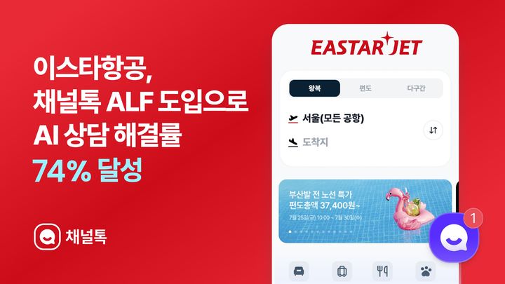 [서울=뉴시스] 채널코퍼레이션이 이스타항공 고객 상담 채널에 인공지능(AI) 챗봇 서비스를 공급했다. (사진=채널코퍼레이션 제공) 2025.08.10. photo@newsis.com *재판매 및 DB 금지