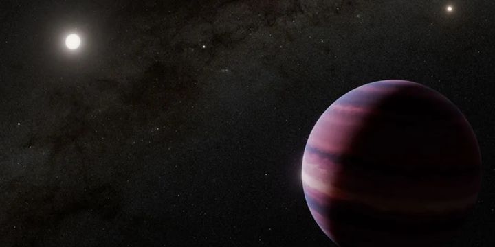 [서울=뉴시스] 우주의 새로운 행성과 태양을 그린 예술가의 그림. 두 행성 사이의 작은 불빛이 태양이다.(출처: BBC) 2025.08.08. *재판매 및 DB 금지