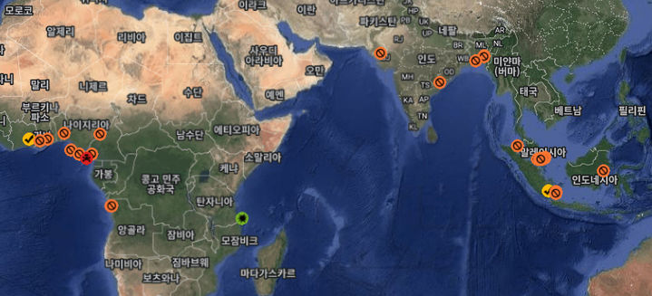 [서울=뉴시스] 2025년 상반기 해역별 해적사건 발생 분포. 2025.08.10. (사진=해양수산부 제공) photo@newsis.com *재판매 및 DB 금지