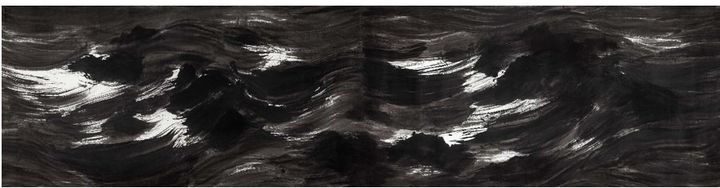 문봉선, 파도, 지본수묵, 122×495㎝, 2019 *재판매 및 DB 금지
