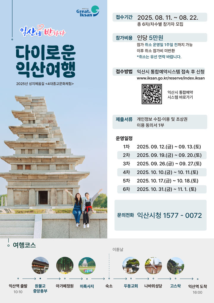 '성지혜윰길 다이로운 익산여행' 하반기 참가자 모집
