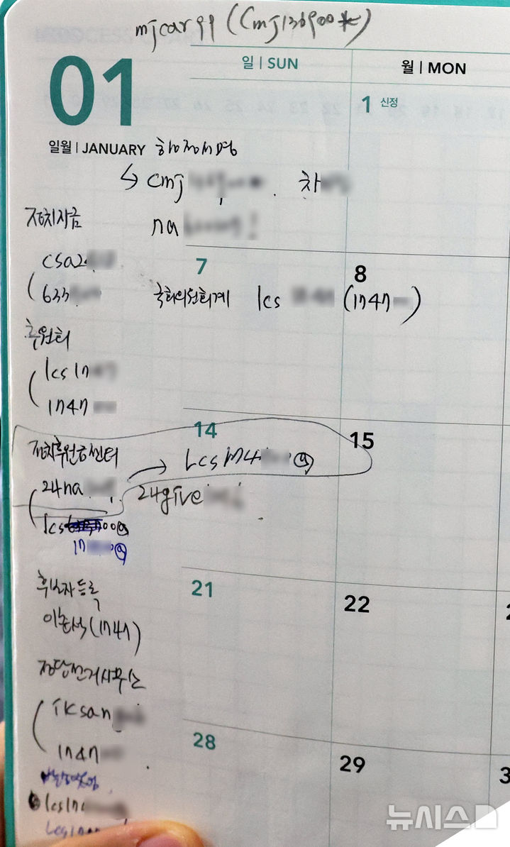 [서울=뉴시스] 김금보 기자= 주식 차명거래 혐의를 받는 이춘석 무소속 의원실 앞 폐품 박스에서 정치자금 계좌 계정 등이 담긴 수첩이 11일 발견됐다.   이날 서울경찰청 금융범죄수사대 전담수사팀은 서울 여의도 국회 의원회관 이 의원실에서 압수수색을 진행 중이다.  2025.08.11. kgb@newsis.com 
