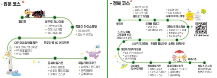 [대전=뉴시스] 대전 0시 축제를 효과적으로 관람하기 위한 코스별 동선. (사진=대전시 제공) 2025.08.12. photo@newsis.com *재판매 및 DB 금지