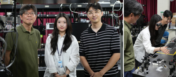 [서울=뉴시스]13일 삼성전자 뉴스룸에 따르면, 삼성전자가 포스텍(POSTECH)과 산학협력으로 진행한 '초소형 안구 카메라용 메타렌즈' 연구 논문이 세계적인 학술지 '네이처 커뮤니케이션스(Nature Communications)'에 최근 게재됐다. 사진 왼쪽부터 논문에 저자로 참여한 노준석 포스텍 교수와 강현정 연구원, 윤정근 삼성리서치 연구원. (사진=삼성전자 제공) photo@newsis.com *재판매 및 DB 금지