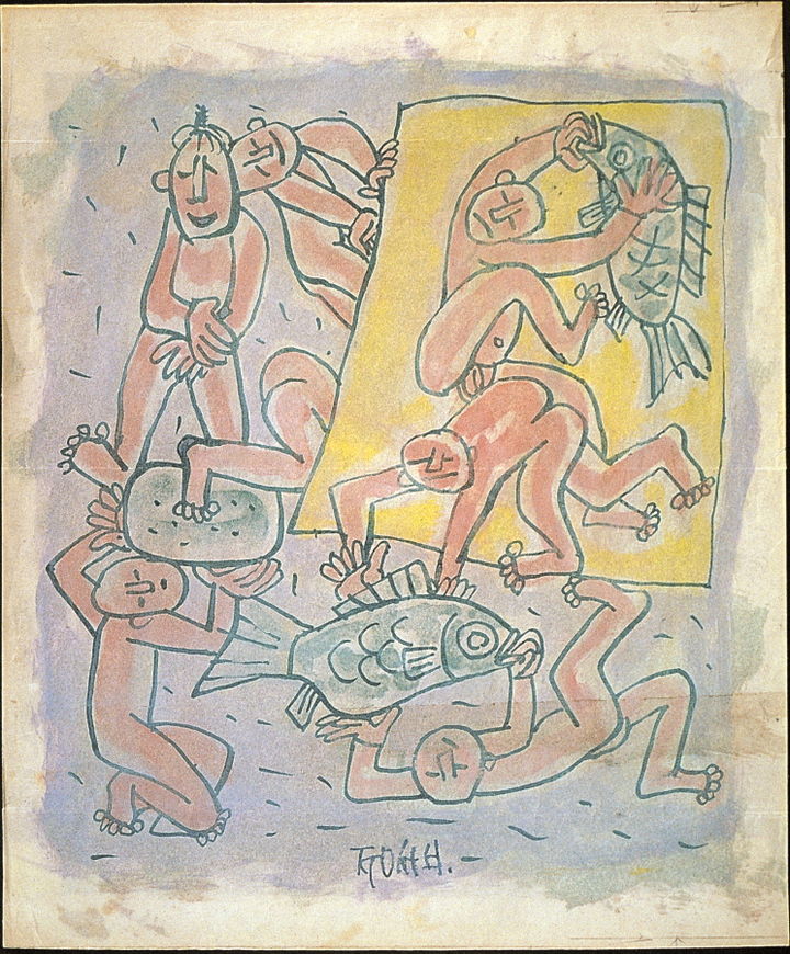 [서울=뉴시스] 이중섭, 물고기와 노는 아이들. 2025.08.13. (자료=노원구 제공) *재판매 및 DB 금지