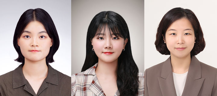 [인천=뉴시스] 인하대 양윤정 생명공학과 교수 연구팀. (사진 왼쪽부터) 바이오시스템융합학과 박솔지 석사, 문서형 박사과정 학생, 양윤정 생명공학과 교수. (사진=인하대 제공) 2025.08.14. photo@newsis.com *재판매 및 DB 금지