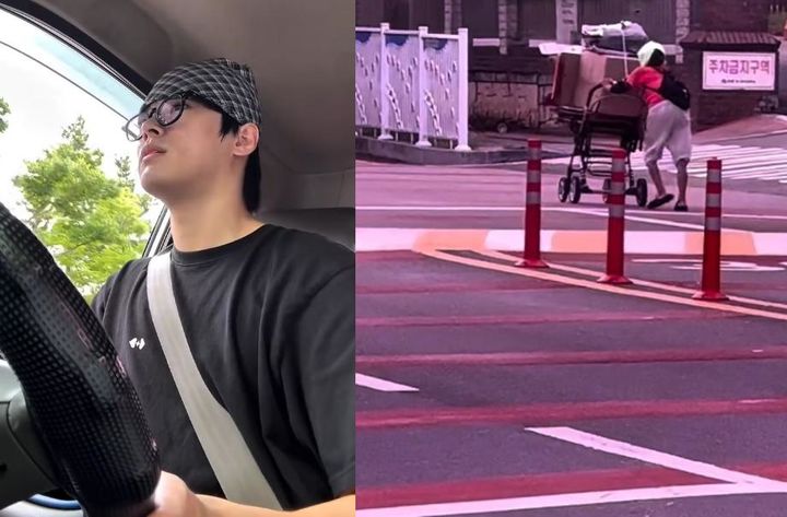 [뉴시스] 폭염 속 길거리에서 폐지를 줍는 할머니를 트럭에 태워 고물상까지 모신 한 20대 청년의 사연이 누리꾼들의 이목을 끌고 있다. (사진 = '수산한청년' 인스타그램 갈무리) 2025.08.18. *재판매 및 DB 금지