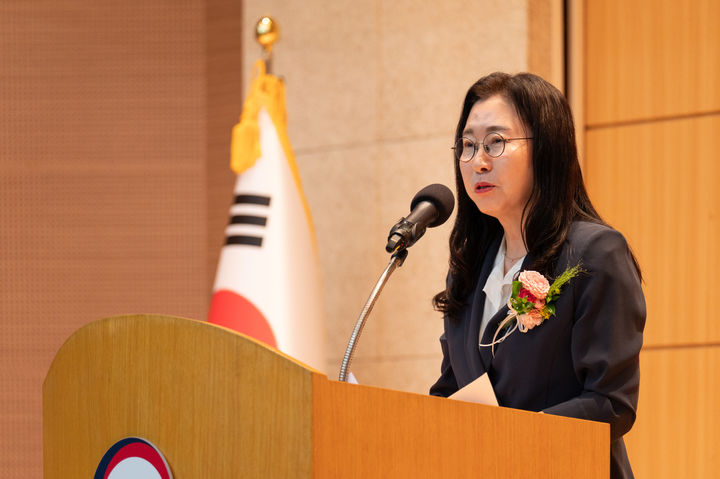 [서울=뉴시스]이미선 신임 기상청장 취임사. (사진=기상청) 2025.08.18 photo@newsis.com *재판매 및 DB 금지