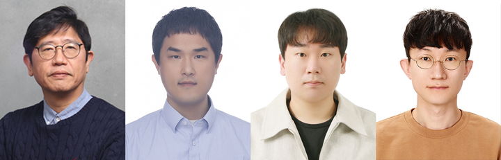 [서울=뉴시스] (왼쪽부터) 한양대 고민재 교수, KIST 유형근 박사, 한양대 김우연 박사, KIST 임찬우 박사. (사진=한양대 제공) 2025.08.18. photo@newsis.com *재판매 및 DB 금지