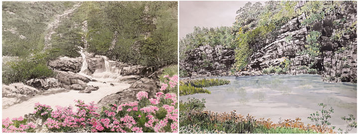 [곡성=뉴시스] 곡성 갤러리107 '묵향림' 한국화 단체전. (사진=곡성군 제공) 2025.08.18. photo@newsis.com *재판매 및 DB 금지