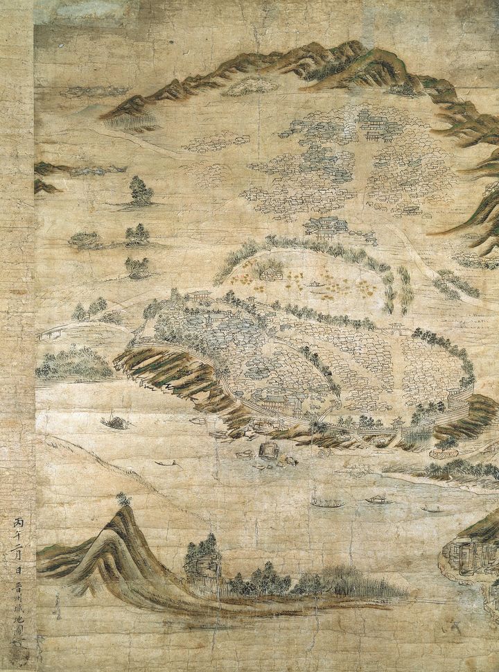 [진주=뉴시스]국립중앙박물관이 소장하고 있는 진주성도.(사진=진주박물관 제공).2025.08.19.photo@newsis.com *재판매 및 DB 금지