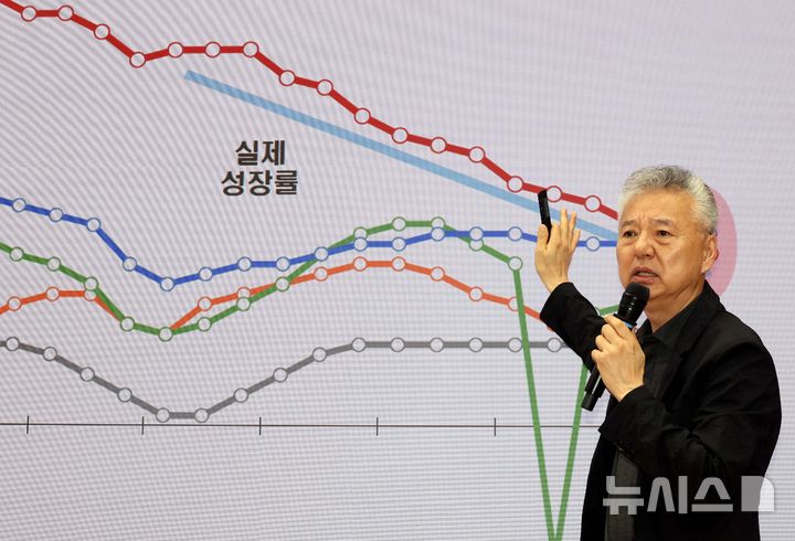 [서울=뉴시스] 조성봉 기자 = 홍성국 국정기획자문위 경제1분과 위원이 19일 오전 서울 여의도 국회 의원회관 소회의실에서 열린 ‘경제는 민주당, 새정부의 국정과제와 대한민국 경제대전환’ 세미나에서 이재명 정부의 경제정책방향과 최근 경제동향에 대해 강연하고 있다. 2025.08.19. suncho21@newsis.com
