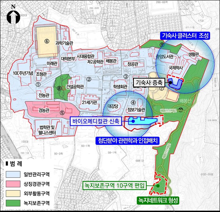 [서울=뉴시스]서울시립대학교 세부시설조성계획.