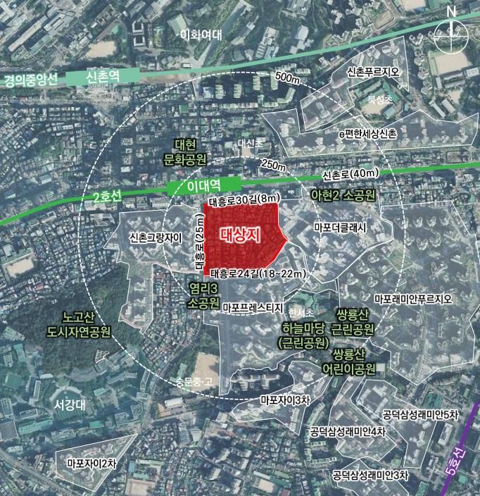 [서울=뉴시스]마포구 염리동 488-14번지 일대 위치도.