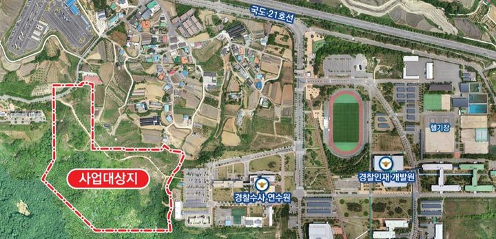 [아산=뉴시스] 충남 초사동에 들어설 아산 국립 경찰종합병원 위치도. (사진=아산시 제공) 2025.08.21. photo@newsis.com *재판매 및 DB 금지