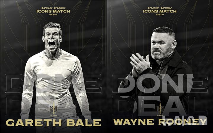 [서울=뉴시스] 21일 넥슨에 따르면 다음 달 13일부터 양일간 서울월드컵경기장에서 열리는 '2025 아이콘매치: 창의 귀환, 반격의 시작'에 가레스 베일(왼쪽)과 웨인 루니가 'FC 스피어' 선수로 참가한다. (사진=넥슨 제공)