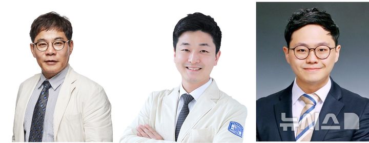[서울=뉴시스] 왼쪽부터 장기육·이관용 서울성모병원 순환기내과 교수, 김상현 국군수도병원 교수. (사진= 서울성모병원 제공)