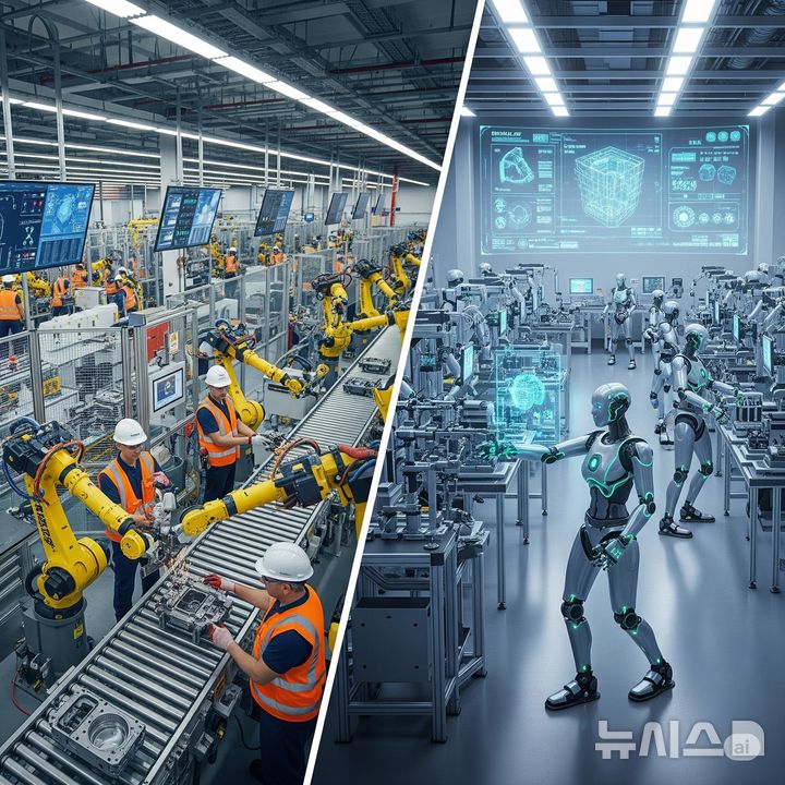 [창원=뉴시스]피지컬 제조AI 도입 전후 조립라인 현장 모습 비교.(자료=경남도 제공) 2025.08.25. photo@newsis.com