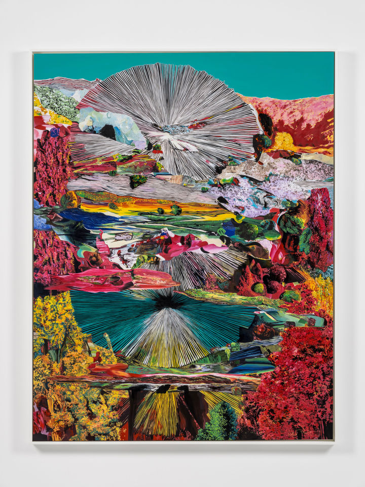 이진준, On Some Faraway Shore No.6, 2025. Acrylic paint on scanned collage on canvas, 145 x 112.4 x 3 cm (147 x 115 x 4.5 cm framed) *재판매 및 DB 금지