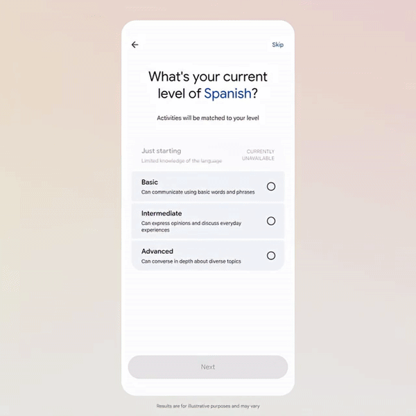 [서울=뉴시스] 구글은 26일(현지 시간) 번역 앱에 AI 기반 언어 학습 기능을 도입했다고 밝혔다. (영상=구글) *재판매 및 DB 금지