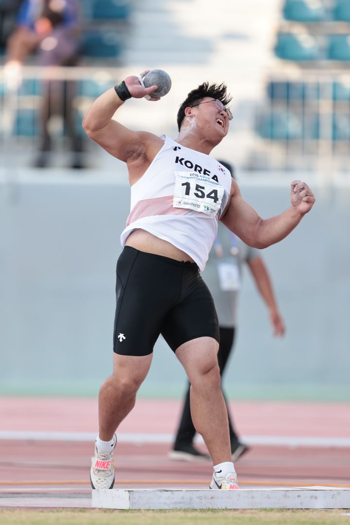 [서울=뉴시스] 포환던지기 박시훈. (사진=대학육상연맹 제공) *재판매 및 DB 금지